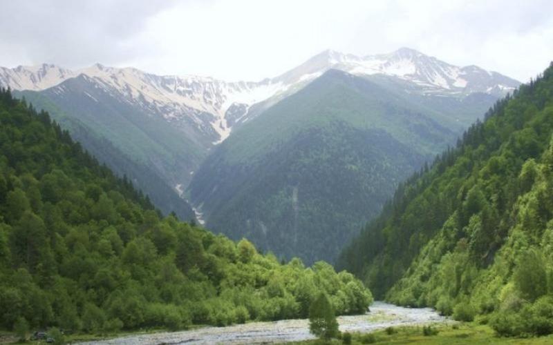 Landscape in South Ossetia near Dzattiatykau