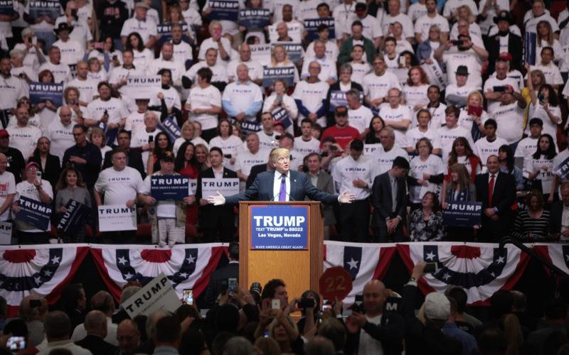 Trump bei einem Wahlkampfauftritt in Las Vegas, Februar 2016. 