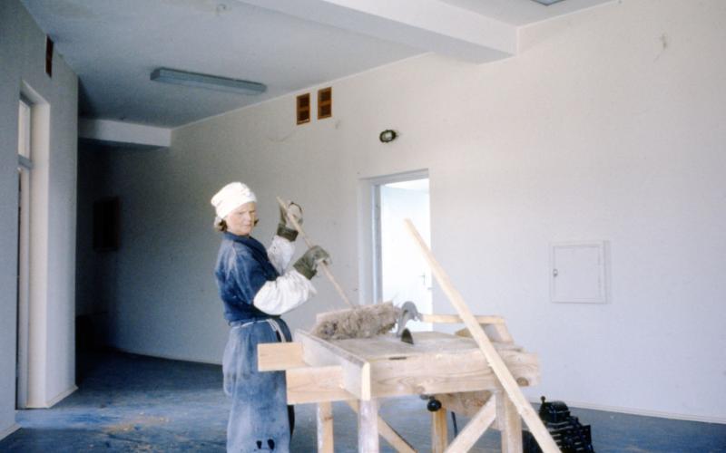 Woman  working in construction, 1975