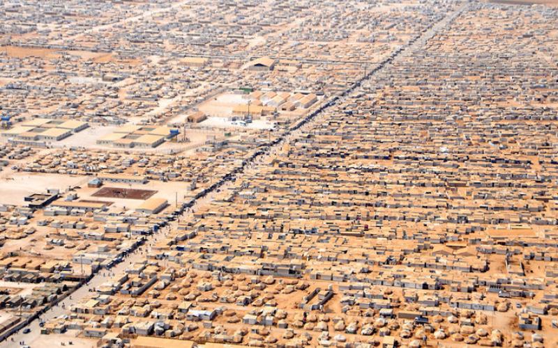 Luftaufnahme vom Za'atri Refugee Camp in Syrien