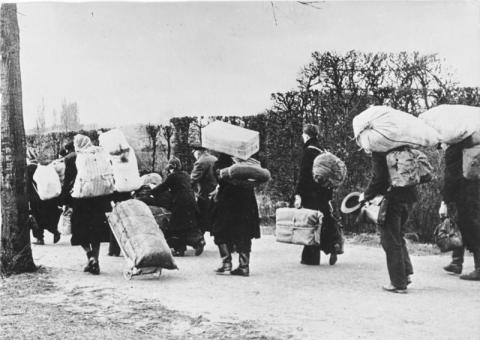 Flüchtlinge 1945. In Richtung Westen bewegen sich die zahllosen Flüchtlinge © Bundesarchiv, Bild 146-1985-021-09, Fotograf: unbekannt. Quelle: Wikimedia Commons (CC-BY-SA 3.0 DE), User: Thgoiter. Datum: 12.01.2014.