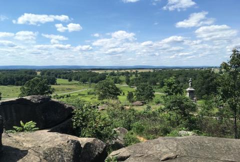 Aussicht vom Little Roundtop Hill, Gettysburg, Pennsylvania